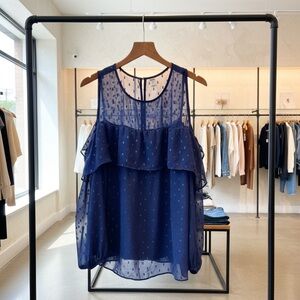 Old Navy Navy Blue Sheer Blouse